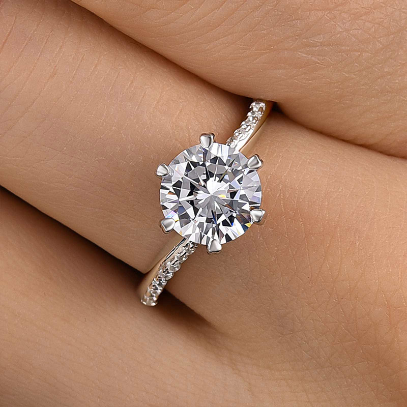 2Ct Honorable Twist Heart Shape 6 Prongs Round Cut Engagement Ring-Sterling Silver-lornajewelry