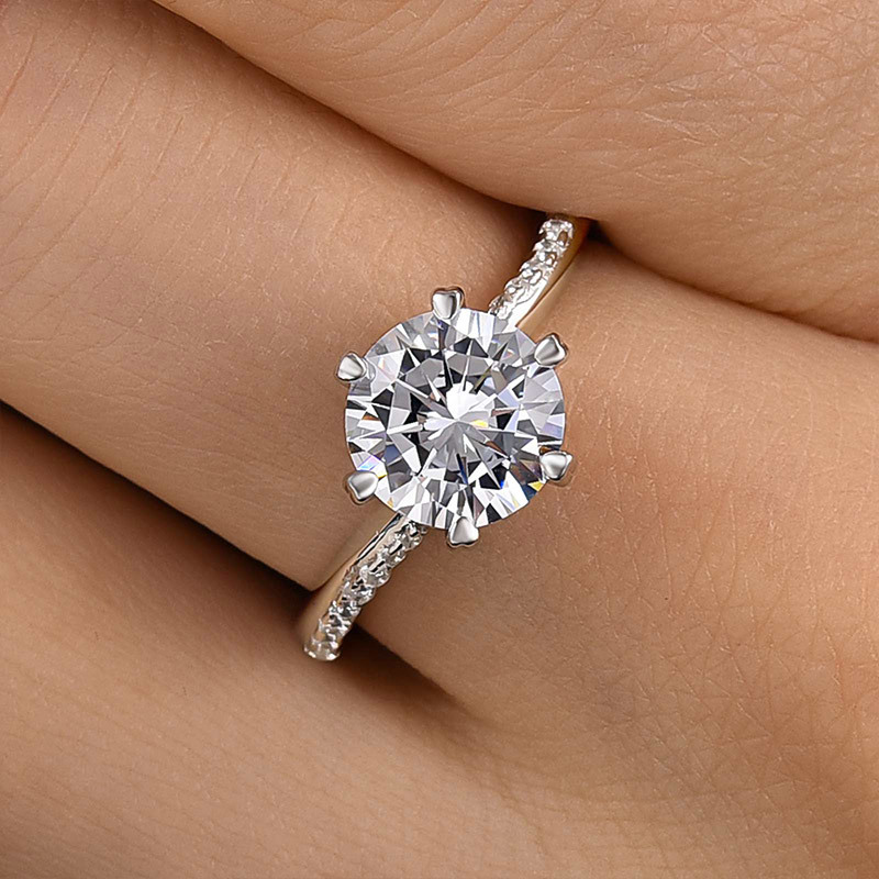 2Ct Honorable Twist Heart Shape 6 Prongs Round Cut Engagement Ring-Sterling Silver-lornajewelry