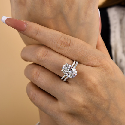 Bright Oval Cut Wedding Ring Set-Sterling Silver-lornajewelry