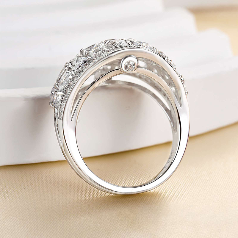 Luxury Cluster Pave Wedding Band-Sterling Silver-lornajewelry