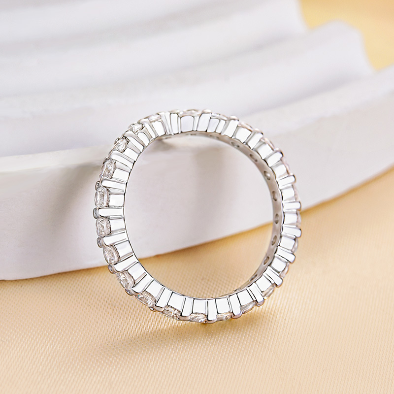 Exclusive V-shaped Design Full Wedding Band-Sterling Silver-lornajewelry