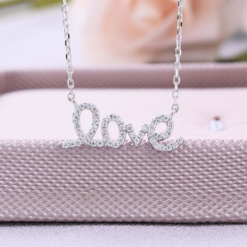 Love Shape Round Cut White Pendant with Necklace In Sterling Silver-Sterling Silver-lornajewelry