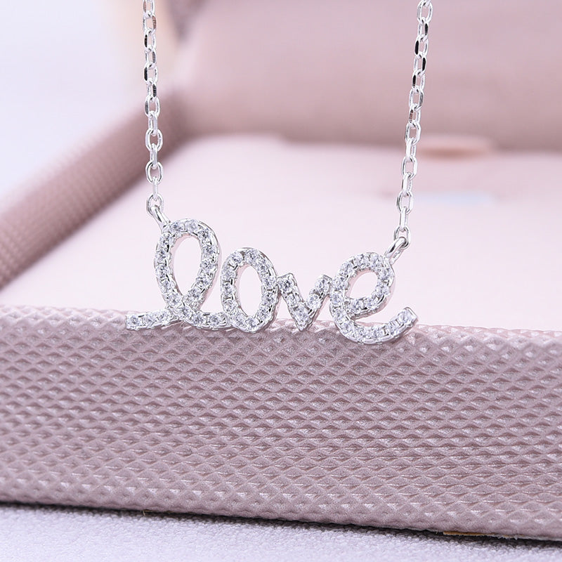 Love Shape Round Cut White Pendant with Necklace In Sterling Silver-Sterling Silver-lornajewelry