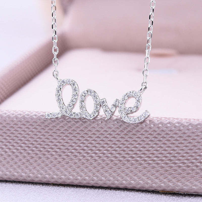 Love Shape Round Cut White Pendant with Necklace In Sterling Silver-Sterling Silver-lornajewelry