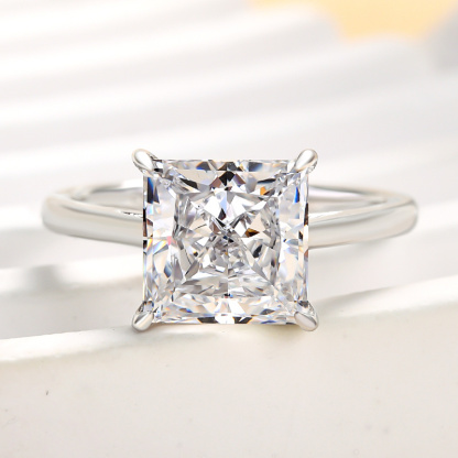 3Ct Stunning Princess Cut Engagement Ring-Sterling Silver-lornajewelry