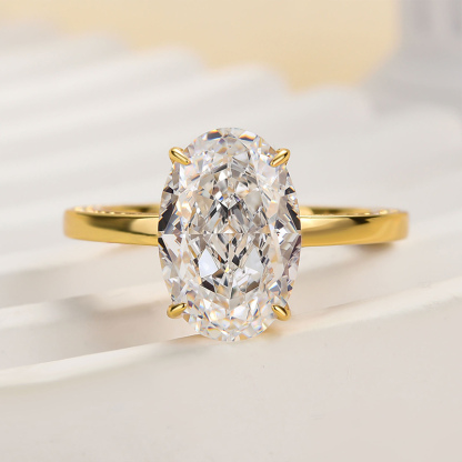 3.5Ct Luxury Yellow Gold Crushed Ice Oval Cut Engagement Ring-Sterling Silver-lornajewelry