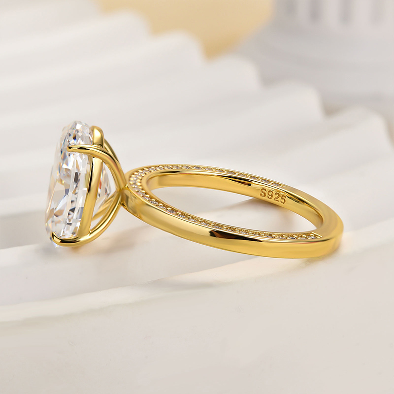3.5Ct Luxury Yellow Gold Crushed Ice Oval Cut Engagement Ring-Sterling Silver-lornajewelry