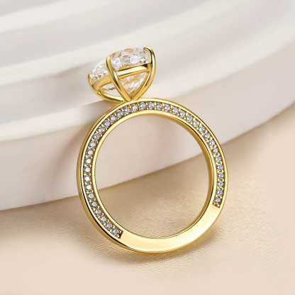 3.5Ct Luxury Yellow Gold Crushed Ice Oval Cut Engagement Ring-Sterling Silver-lornajewelry