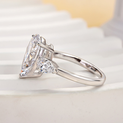 3.5Ct Gorgeous Pear Cut Three Stone Engagement Ring-Sterling Silver-lornajewelry