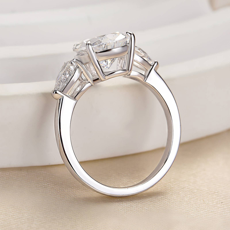 3.5Ct Gorgeous Pear Cut Three Stone Engagement Ring-Sterling Silver-lornajewelry