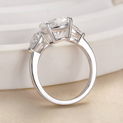 3.5Ct Gorgeous Pear Cut Three Stone Engagement Ring-Sterling Silver-lornajewelry