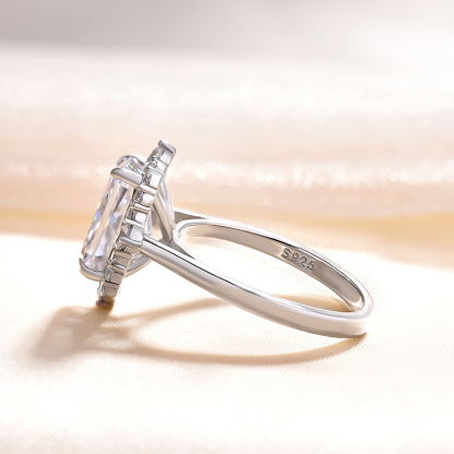 3Ct Stunning Halo Radiant Cut  Engagement Ring In Sterling Silver-Sterling Silver-lornajewelry