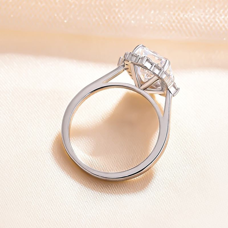 3Ct Stunning Halo Radiant Cut  Engagement Ring In Sterling Silver-Sterling Silver-lornajewelry