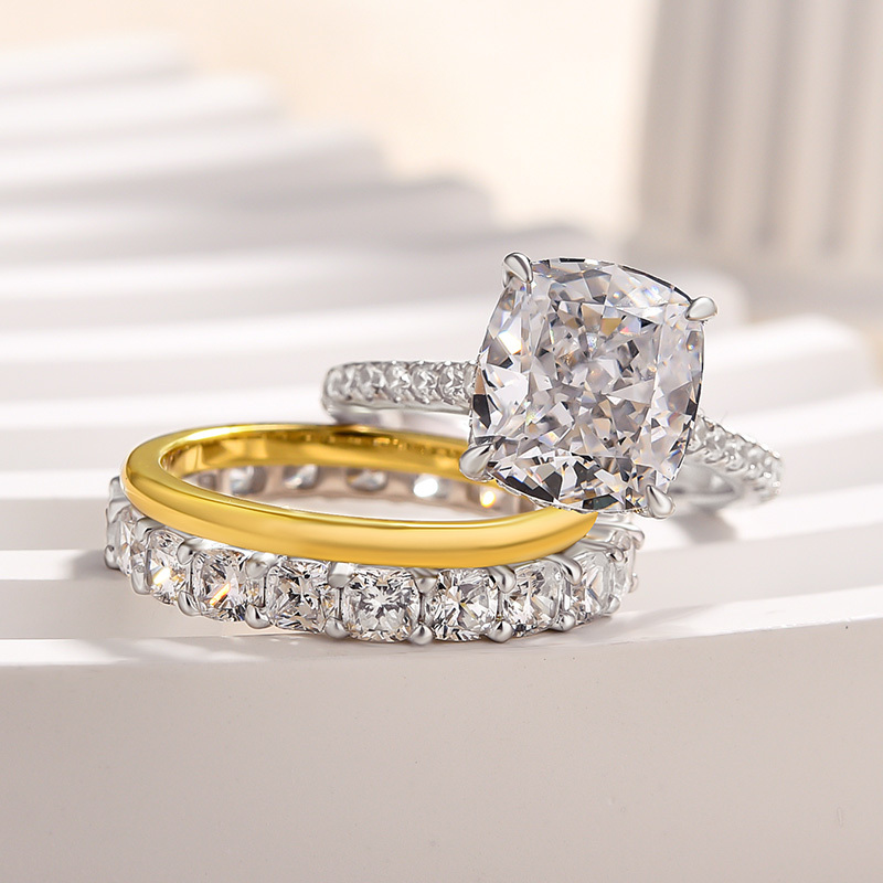 Gorgeous Cushion Cut 3PC Wedding Ring Set In Sterling Silver-Sterling Silver-lornajewelry