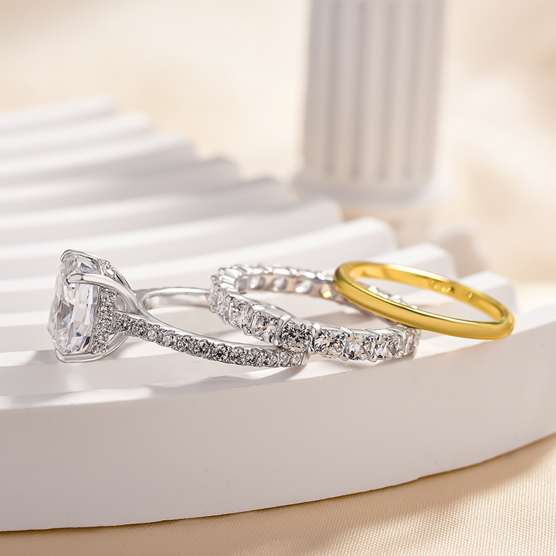 Gorgeous Cushion Cut 3PC Wedding Ring Set In Sterling Silver-Sterling Silver-lornajewelry