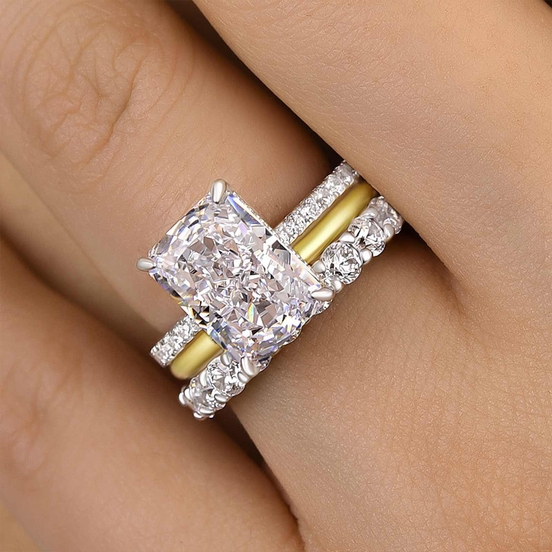 Noble Radiant Cut 3PC Wedding Ring Set For Women In Sterling Silver-Sterling Silver-lornajewelry