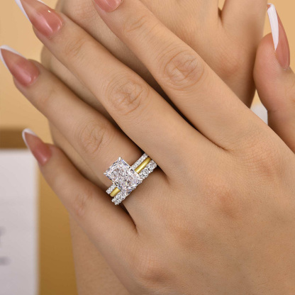 Noble Radiant Cut 3PC Wedding Ring Set For Women In Sterling Silver-Sterling Silver-lornajewelry