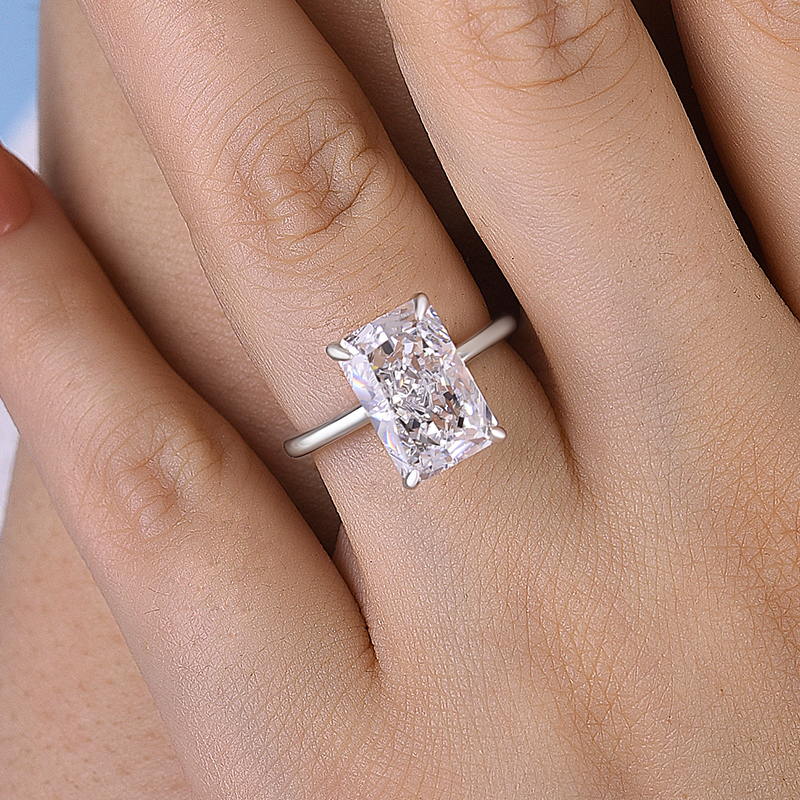 5Ct Elegant Radiant Cut Engagement Ring In Sterling Silver-Sterling Silver-lornajewelry