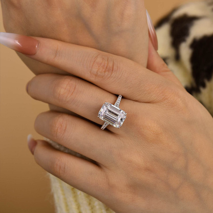 7Ct Captivating Emerald Cut Engagement Ring-Sterling Silver-lornajewelry