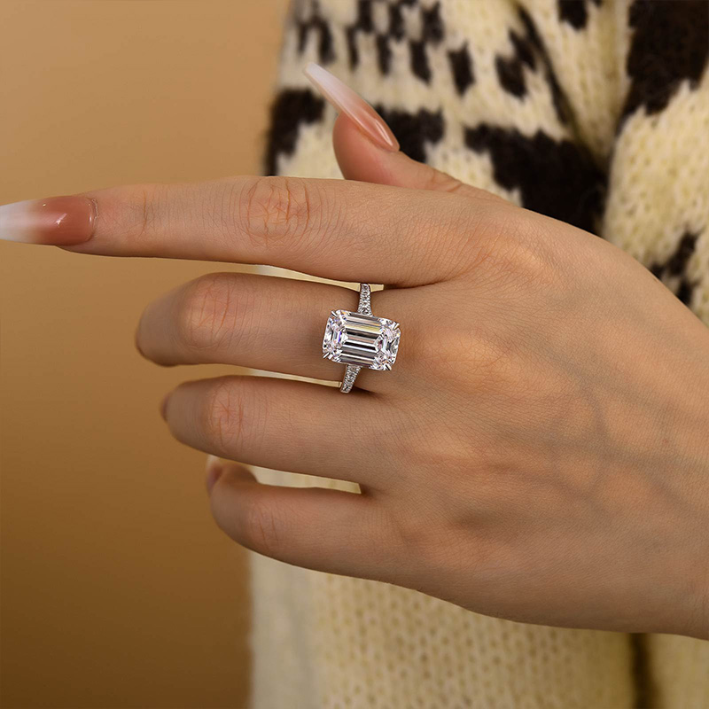 7Ct Captivating Emerald Cut Engagement Ring-Sterling Silver-lornajewelry