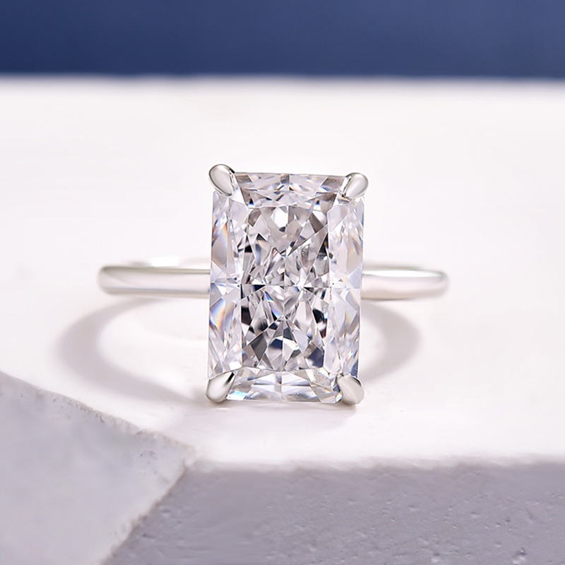 5Ct Elegant Radiant Cut Engagement Ring In Sterling Silver-Sterling Silver-lornajewelry