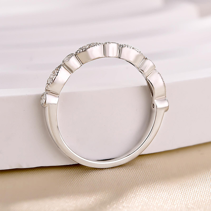 Art Deco Half Eternity  Women's Wedding Band-Sterling Silver-lornajewelry