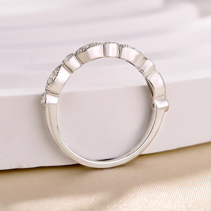 Art Deco Half Eternity  Women's Wedding Band-Sterling Silver-lornajewelry