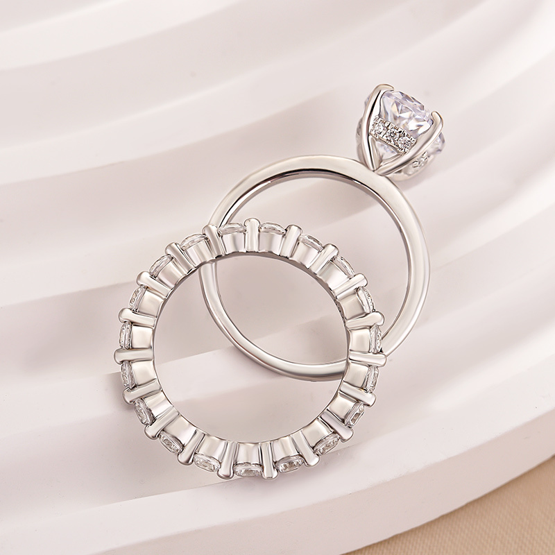 Elegant Oval Cut Wedding Ring Set For Women In Sterling Silver-Sterling Silver-lornajewelry