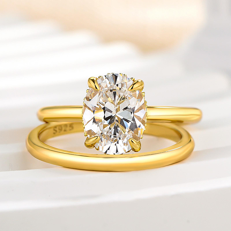 1.5Ct Moissanite Sparkle Oval Cut s Wedding Ring Set For Women