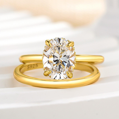 1.5Ct Moissanite Sparkle Oval Cut s Wedding Ring Set For Women