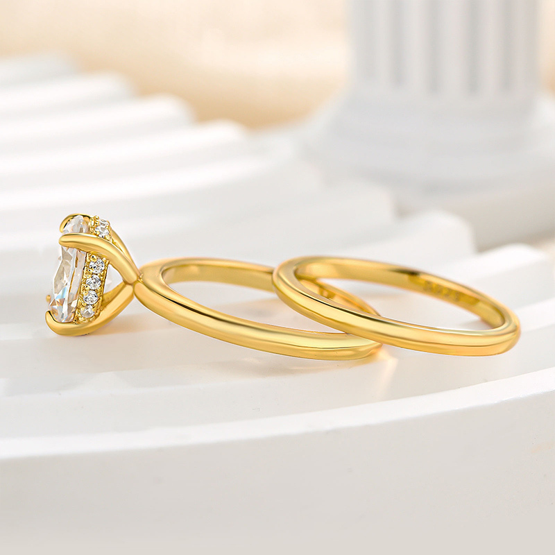 1.5Ct Moissanite Sparkle Oval Cut s Wedding Ring Set For Women