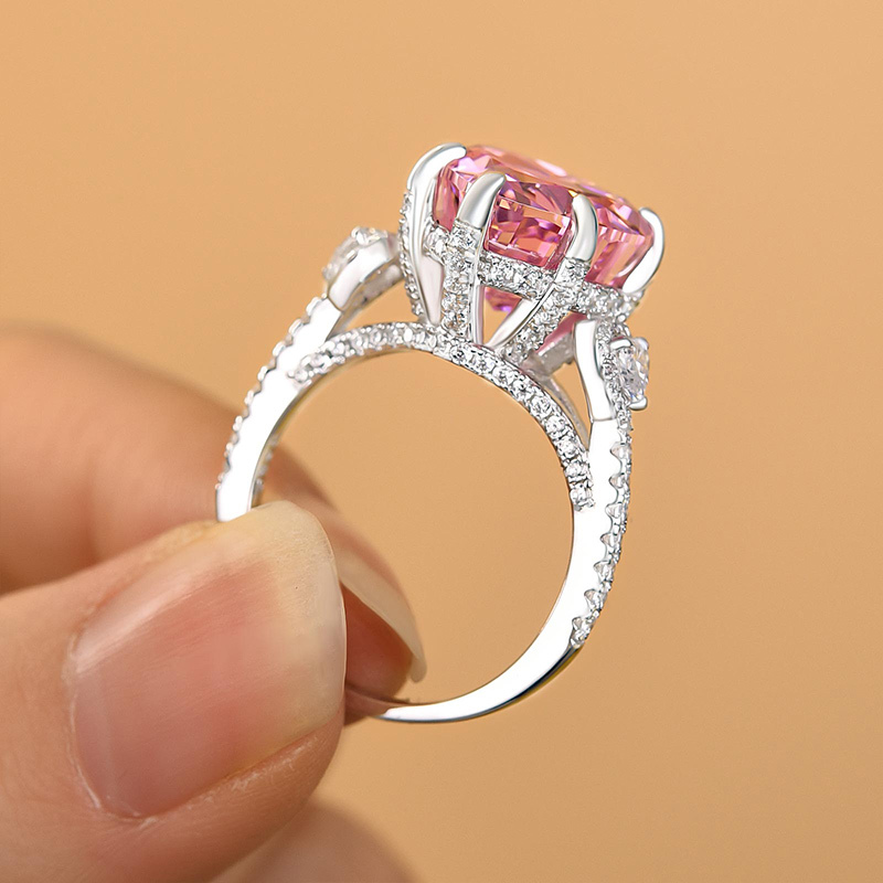 5Ct Royal Romantic Pink Heart Cut Engagement Ring In Sterling Silver-Sterling Silver-lornajewelry