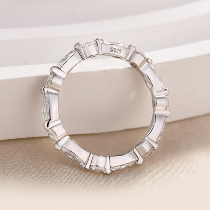 Exclusive Yellow Gold Marquise Cut Wedding Band In Sterling Silver-Sterling Silver-lornajewelry