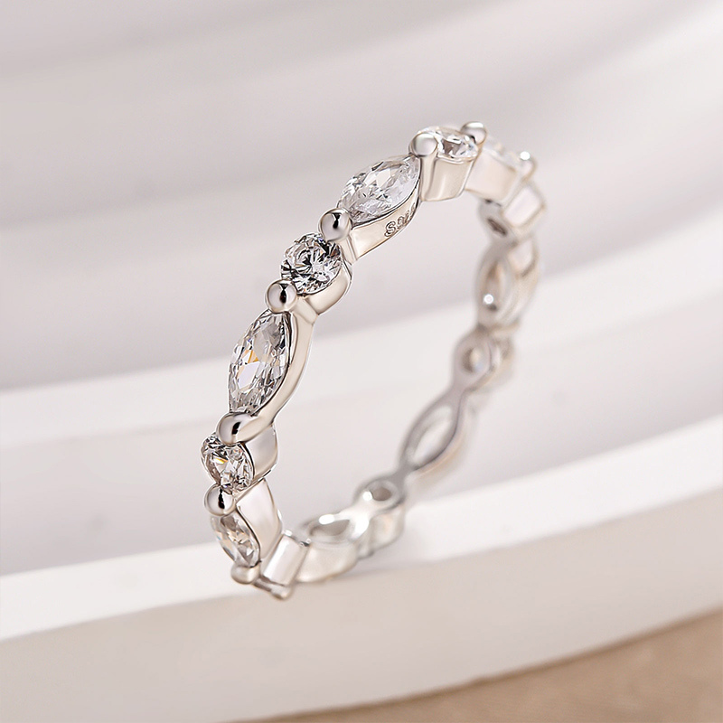 Exclusive Yellow Gold Marquise Cut Wedding Band In Sterling Silver-Sterling Silver-lornajewelry