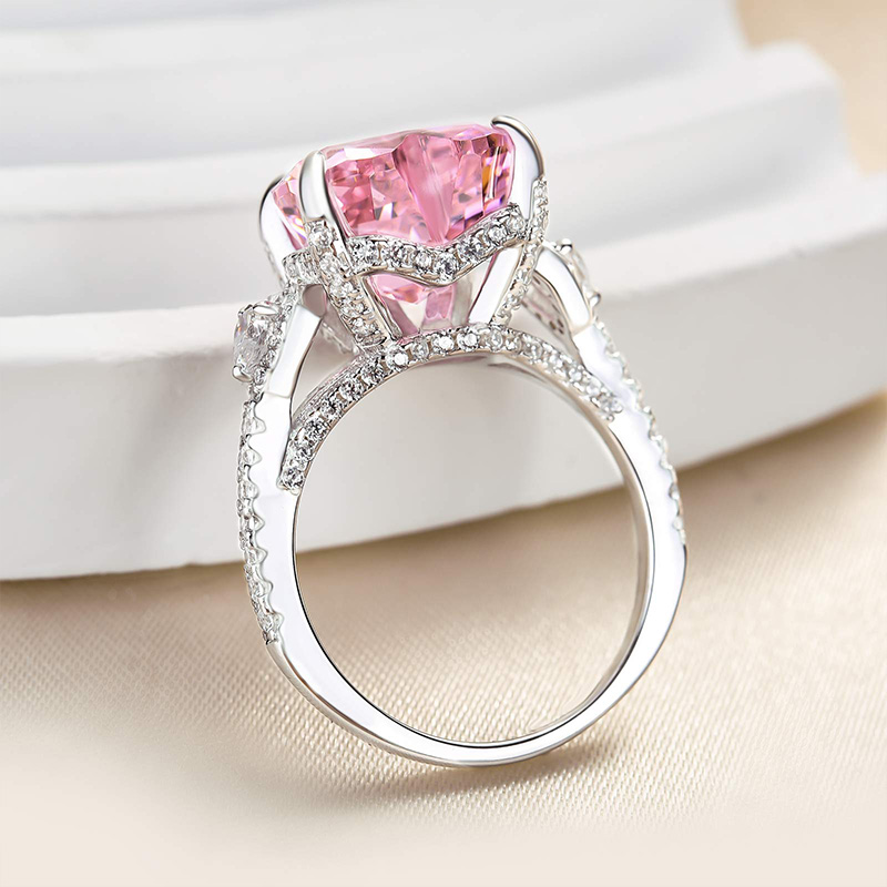 5Ct Royal Romantic Pink Heart Cut Engagement Ring In Sterling Silver-Sterling Silver-lornajewelry