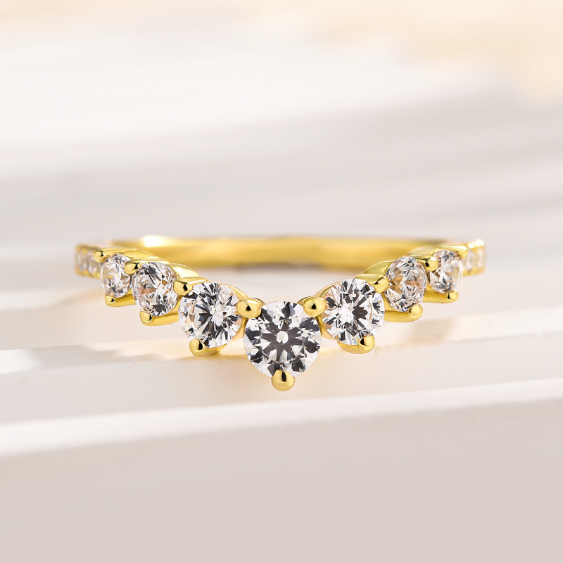 Stunning Chic Thin V Shaped Stacking Wedding Band In Sterling Silver-Sterling Silver-lornajewelry