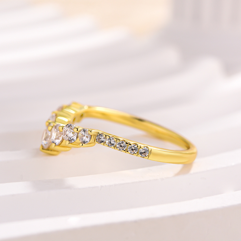 Stunning Chic Thin V Shaped Stacking Wedding Band In Sterling Silver-Sterling Silver-lornajewelry