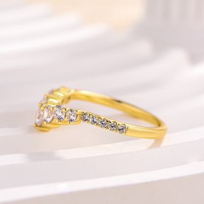 Stunning Chic Thin V Shaped Stacking Wedding Band In Sterling Silver-Sterling Silver-lornajewelry