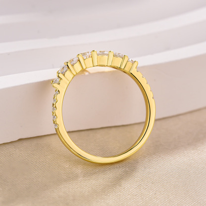 Stunning Chic Thin V Shaped Stacking Wedding Band In Sterling Silver-Sterling Silver-lornajewelry