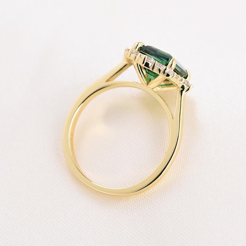 Exclusive Yellow Gold Halo Emerald Cut Wedding Sets In Sterling Silver-Sterling Silver-lornajewelry