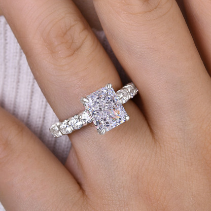 3Ct Unique Crushed Ice Radiant Cut Engagement Ring For Women In Sterling Silver-Sterling Silver-lornajewelry