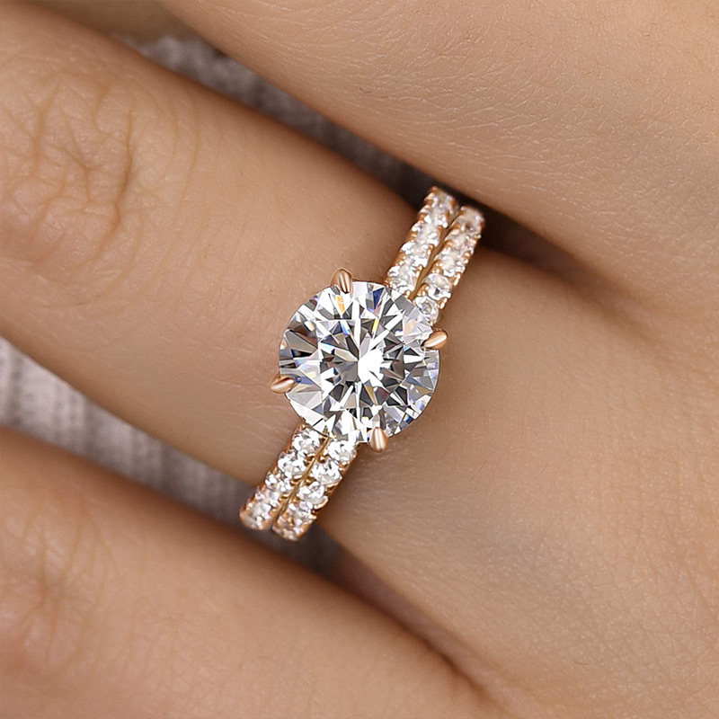 Classic Round Cut Wedding Ring Set In Sterling Silver-Sterling Silver-lornajewelry