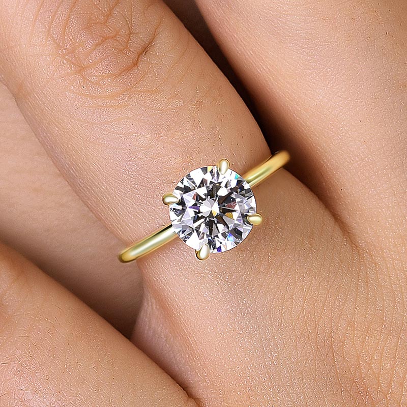 2Ct Luxurious Round Cut 4 Prong Solitaire Engagement Ring For Women In Sterling Silver-Sterling Silver-lornajewelry