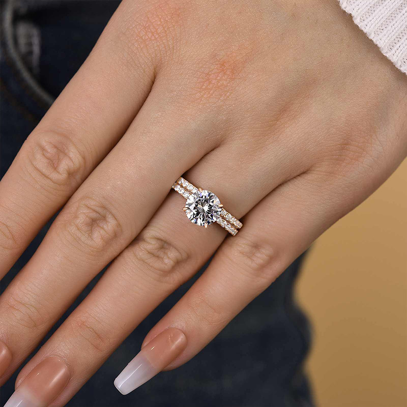 Classic Round Cut Wedding Ring Set In Sterling Silver-Sterling Silver-lornajewelry