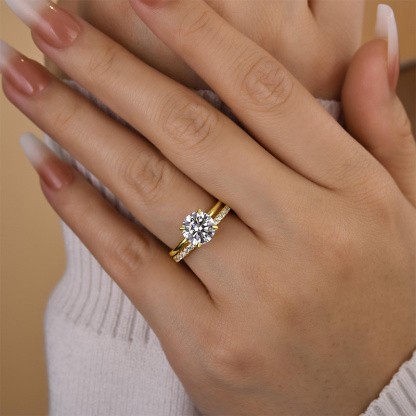 Classic Round Cut s Bridal Ring Set-Sterling Silver-lornajewelry