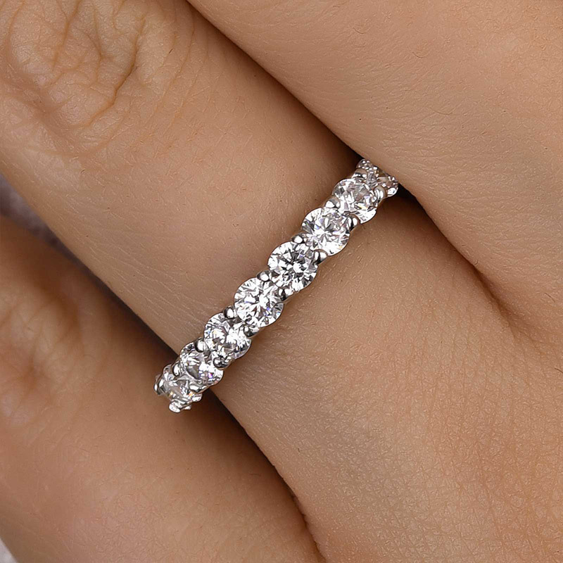 Classic Round Cut Women's Wedding Band In Sterling Silver-Sterling Silver-lornajewelry