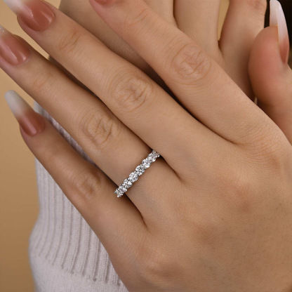 Classic Round Cut Women's Wedding Band In Sterling Silver-Sterling Silver-lornajewelry