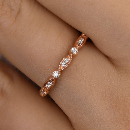 Art Deco Half Eternity  Women's Wedding Band-Sterling Silver-lornajewelry