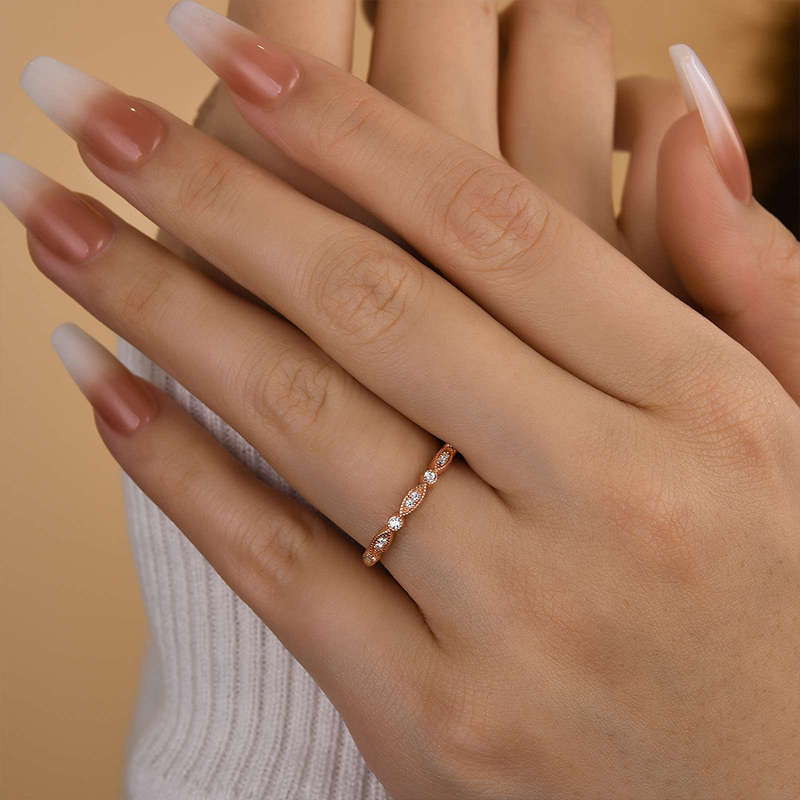 Art Deco Half Eternity  Women's Wedding Band-Sterling Silver-lornajewelry