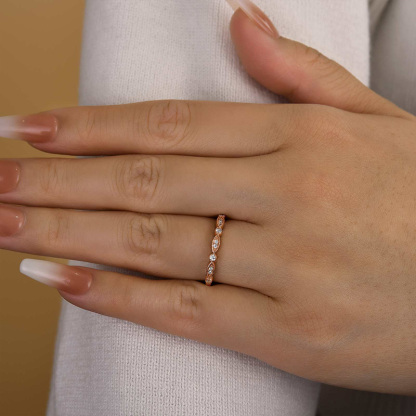 Art Deco Half Eternity  Women's Wedding Band-Sterling Silver-lornajewelry